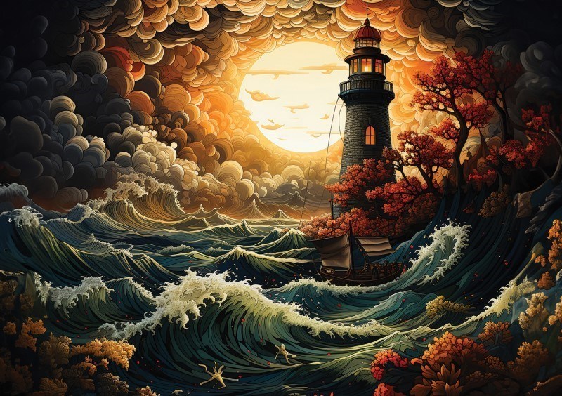 تصویر  پازل 5405 Lighthouse in a Storm 1500pcs